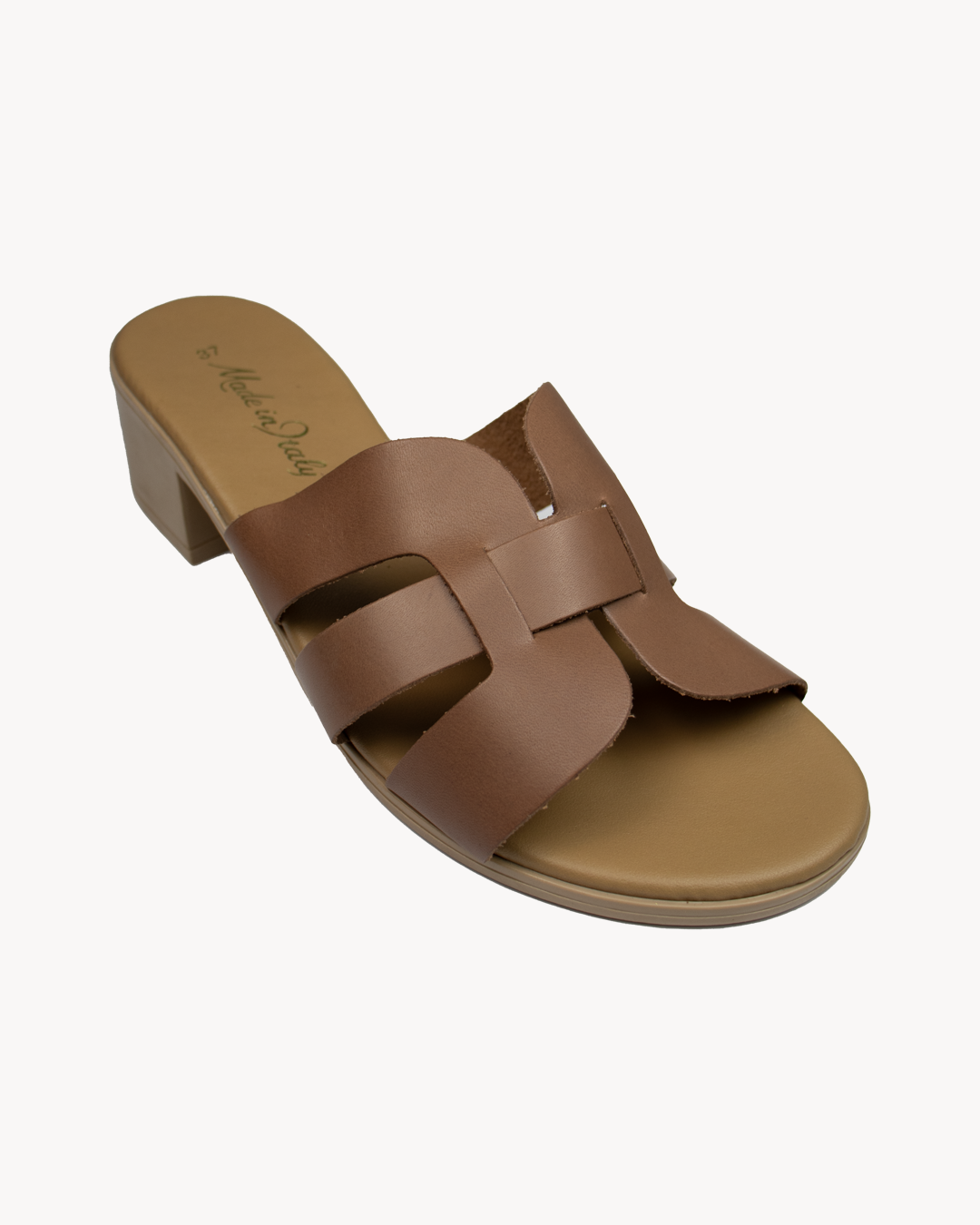 Leather Valentina sandal with heel