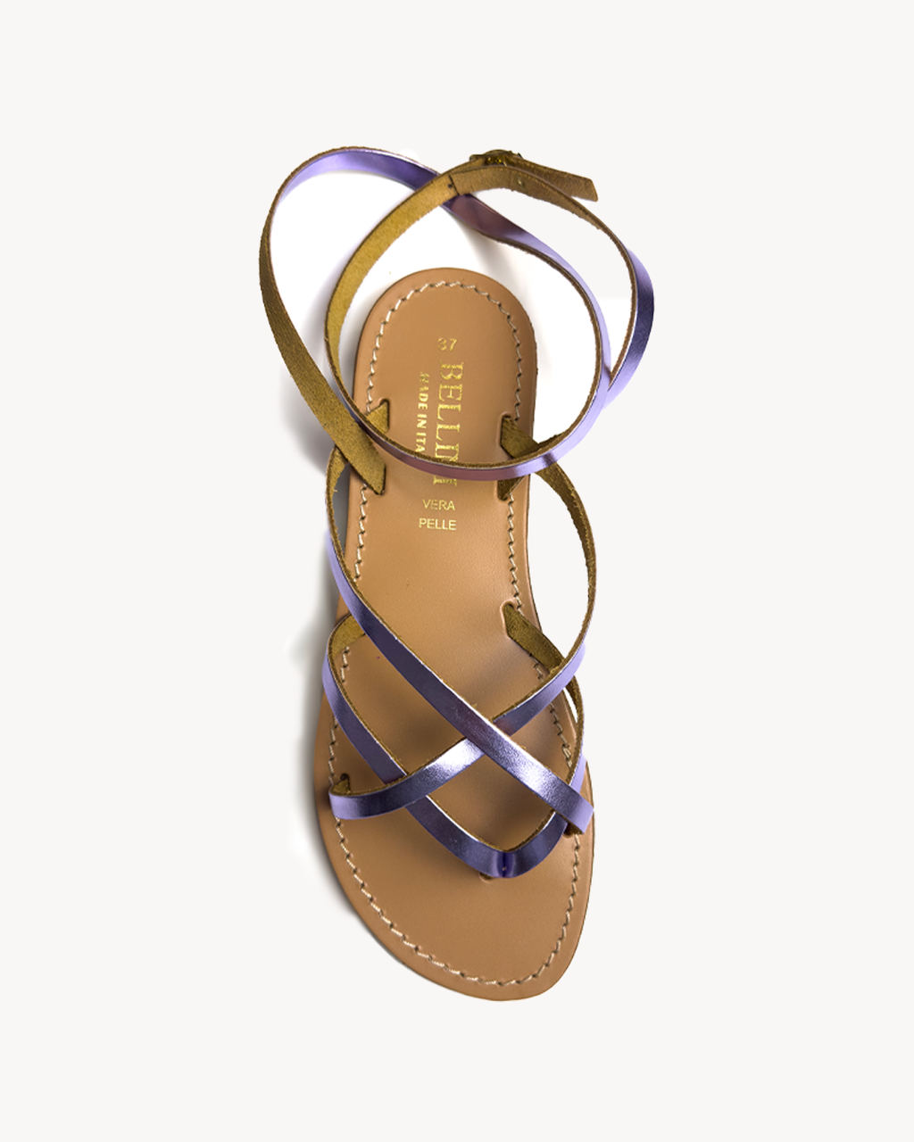 Sandalo Grecia in pelle metallizzata con cinturino
