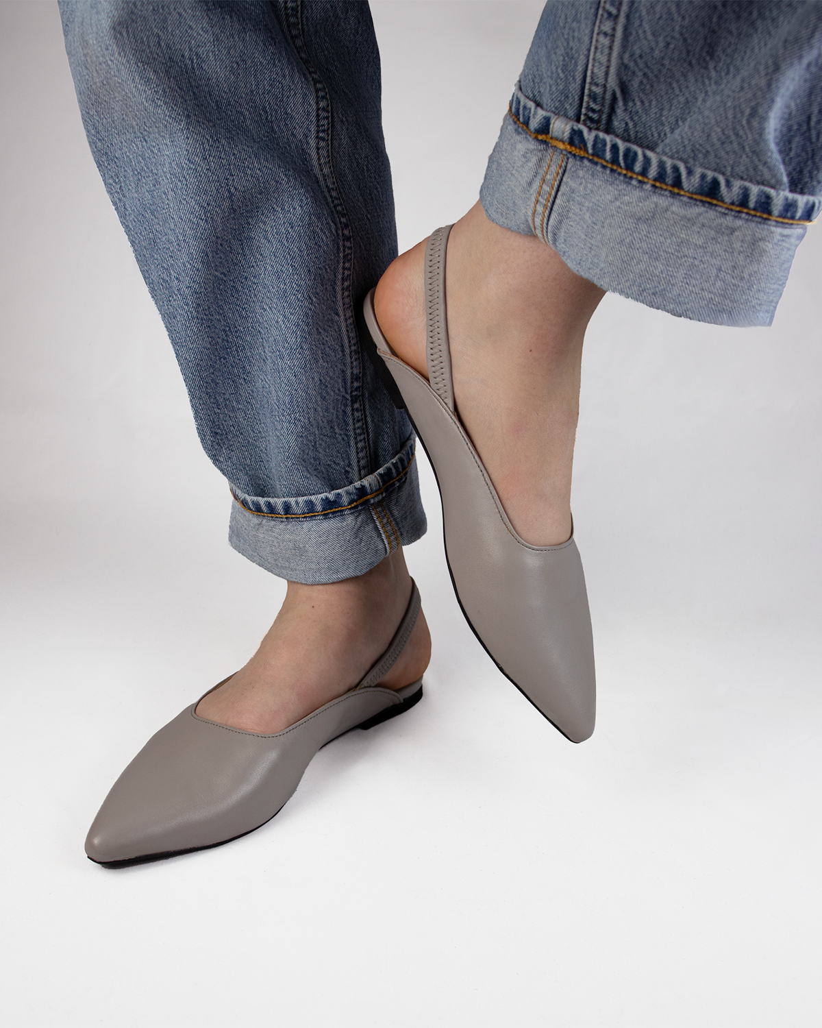 Leather slingbacks
