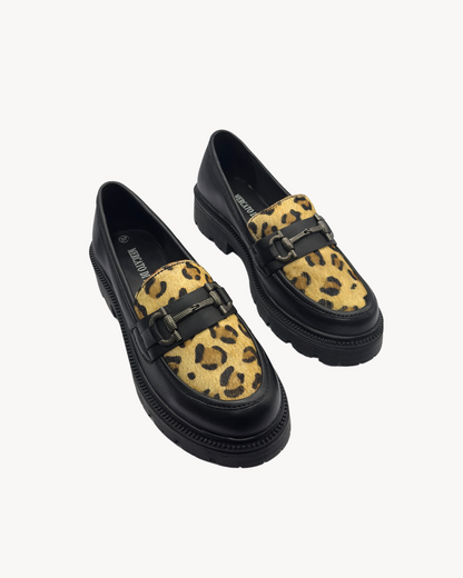 Mocassino in pelle leopard print