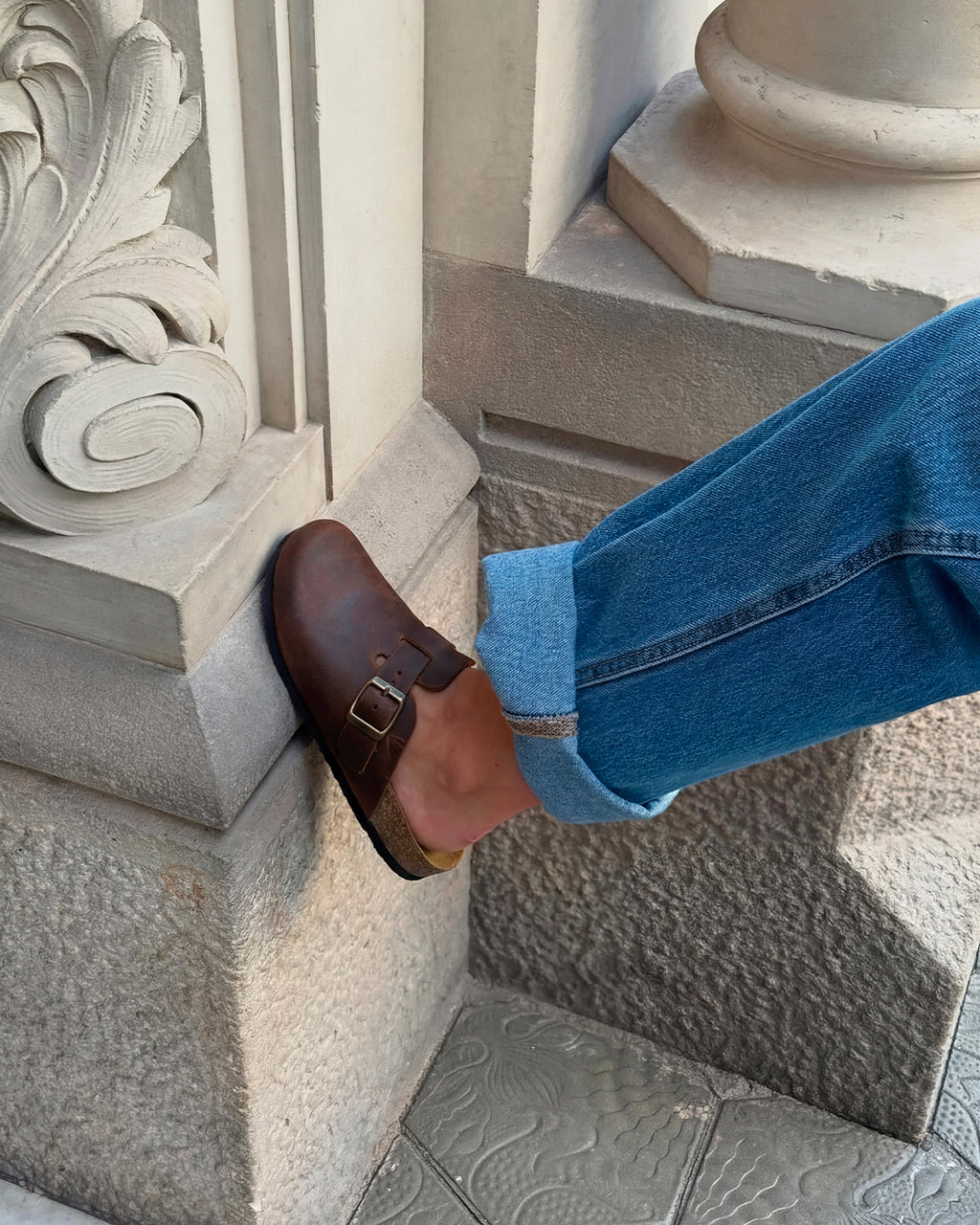 Mules in pelle oliata