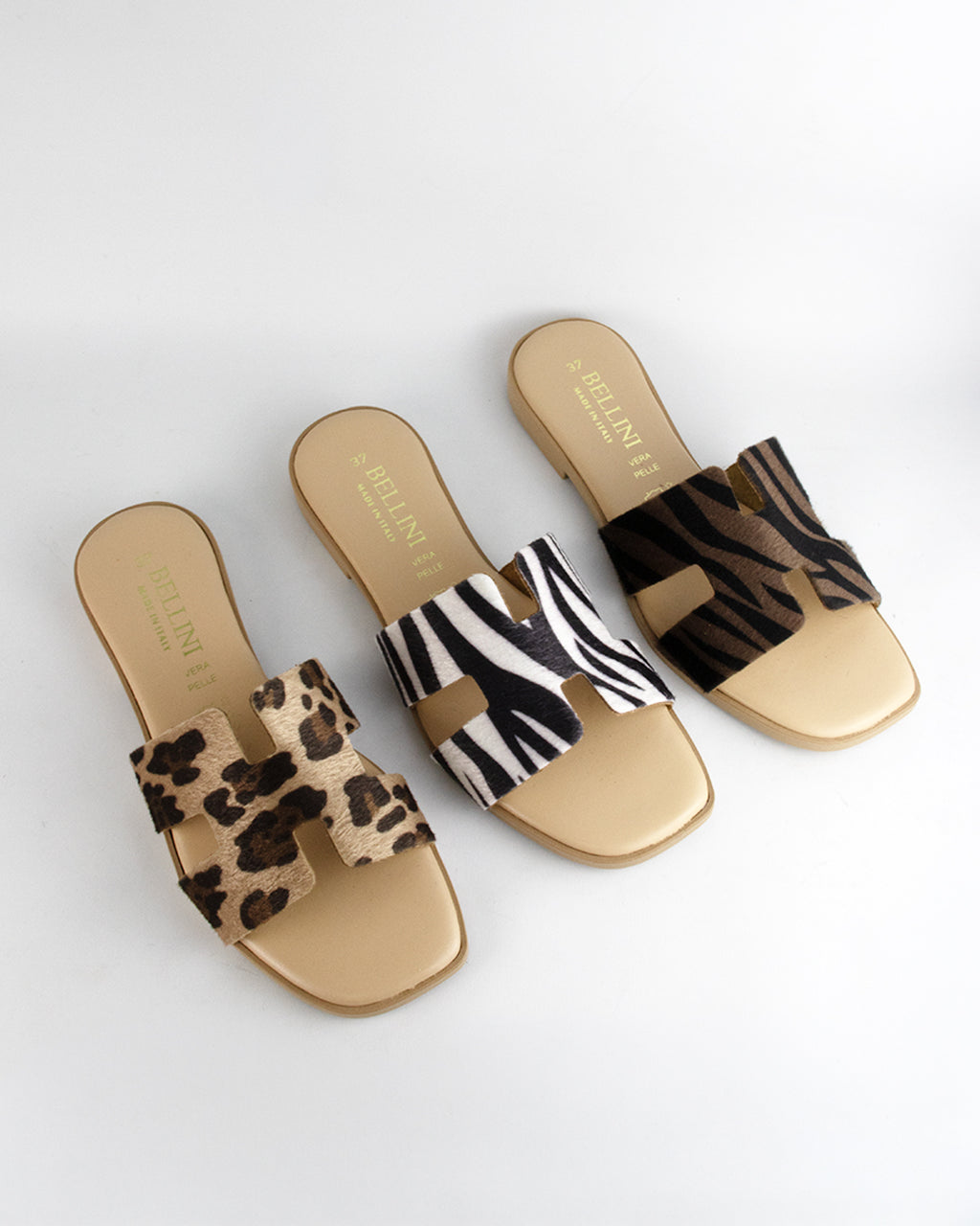 Animal print pony hair H-sandal with non-slip sole