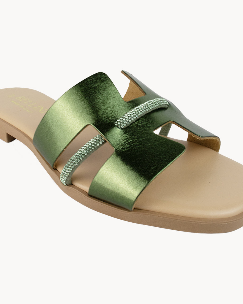 Cristina leather and rhinestone sandal