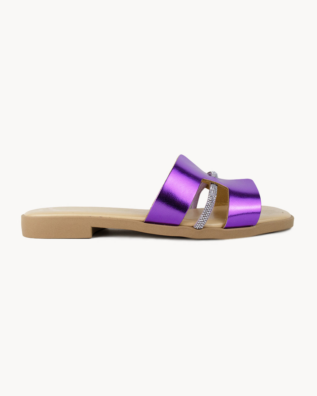 Cristina leather and rhinestone sandal