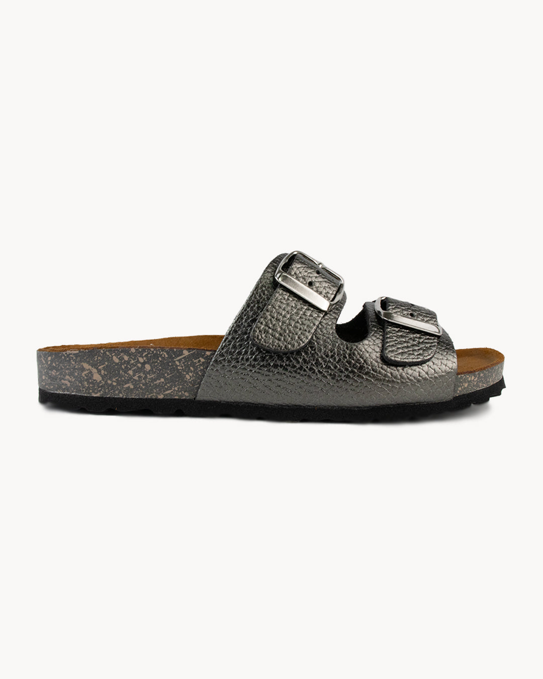 Sandalo Dany in pelle metallizzata con doppia fibbia