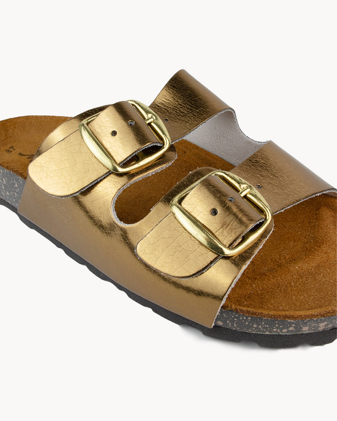 Sandalo Dany in pelle metallizzata con doppia fibbia