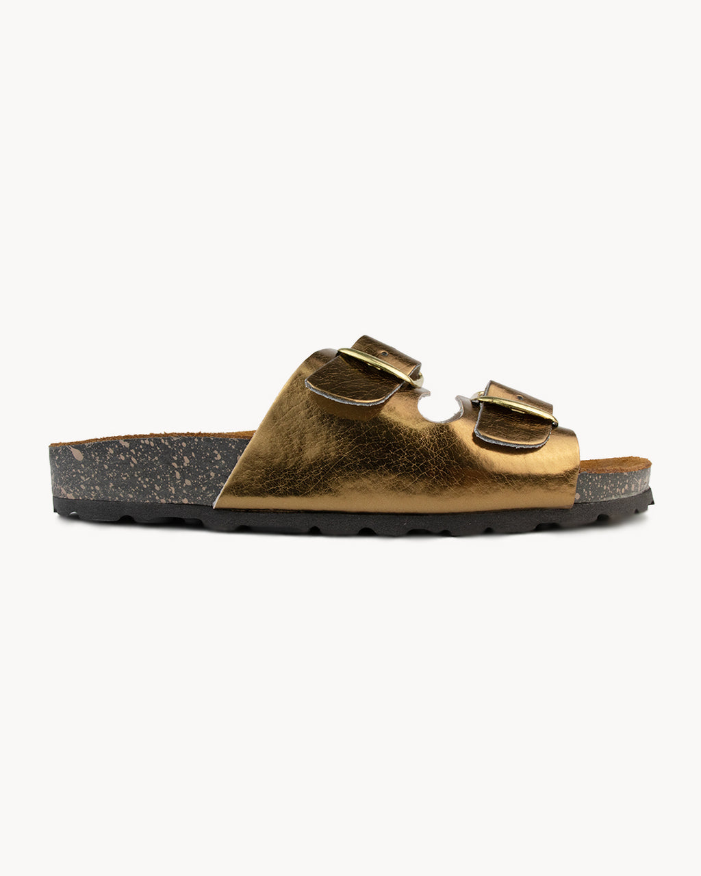 Sandalo Dany in pelle metallizzata con doppia fibbia