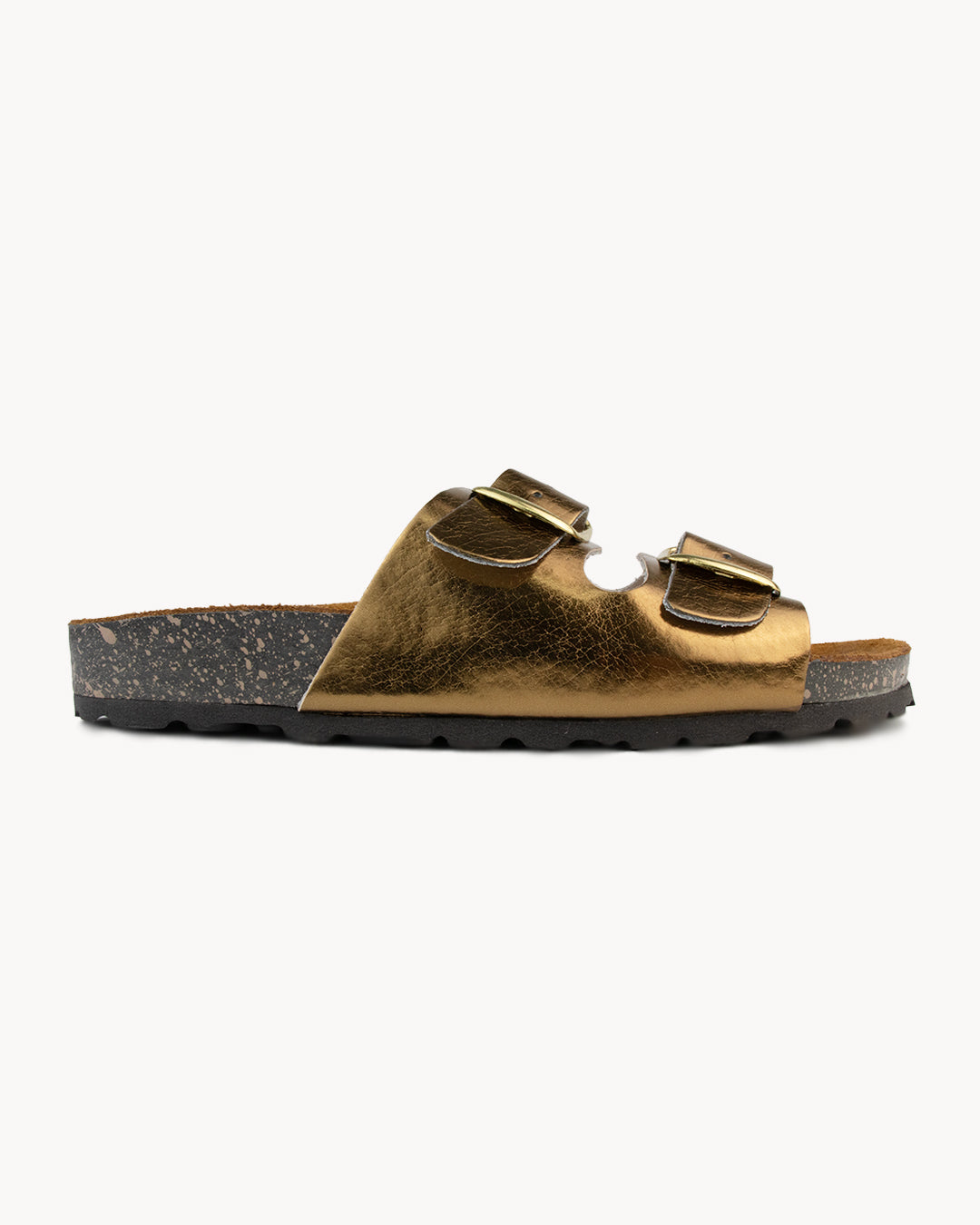 Sandalo Dany in pelle metallizzata con doppia fibbia