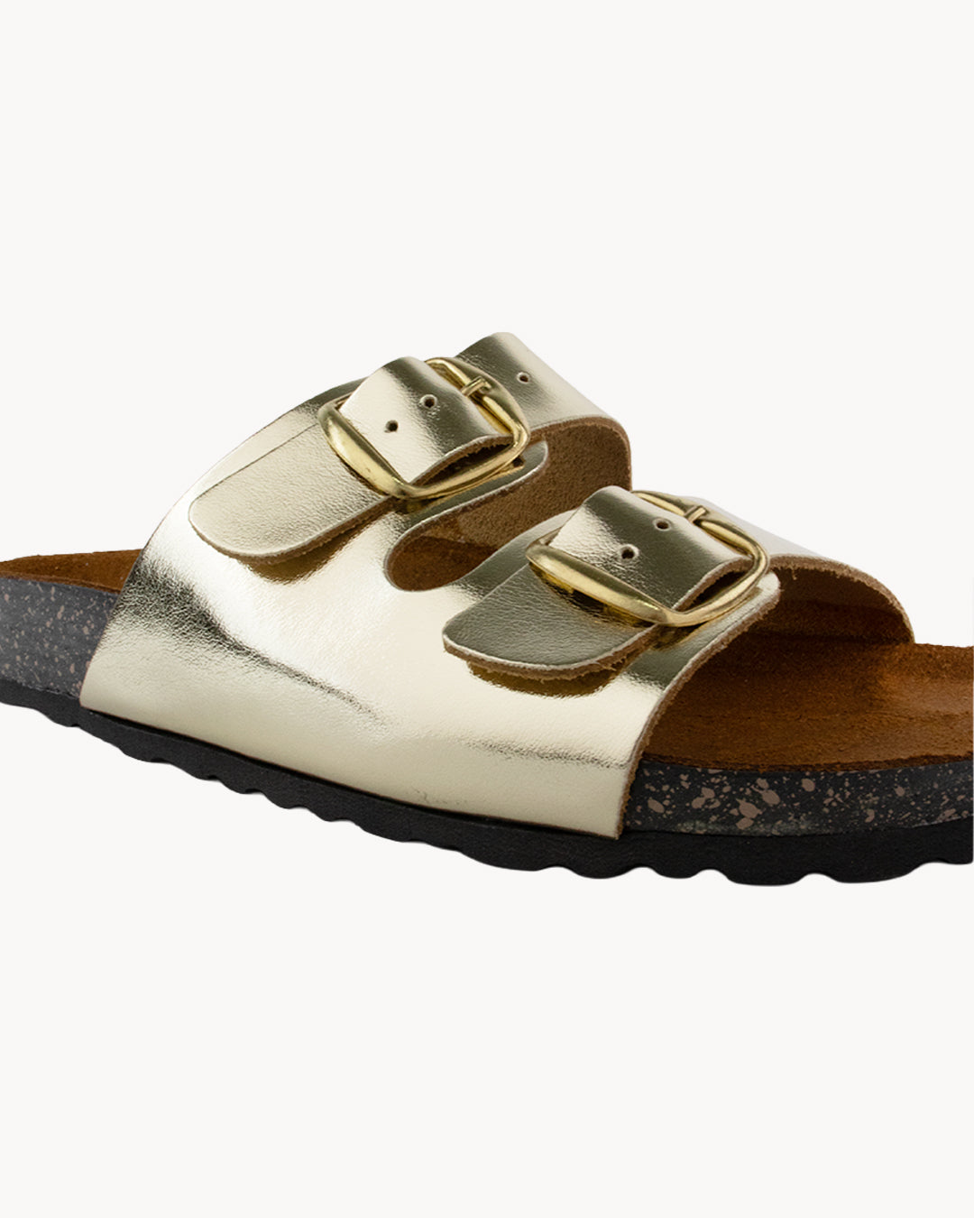Sandalo Dany in pelle metallizzata con doppia fibbia