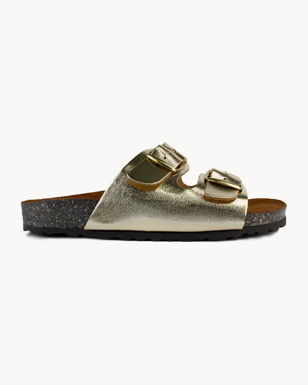 Sandalo Dany in pelle metallizzata con doppia fibbia