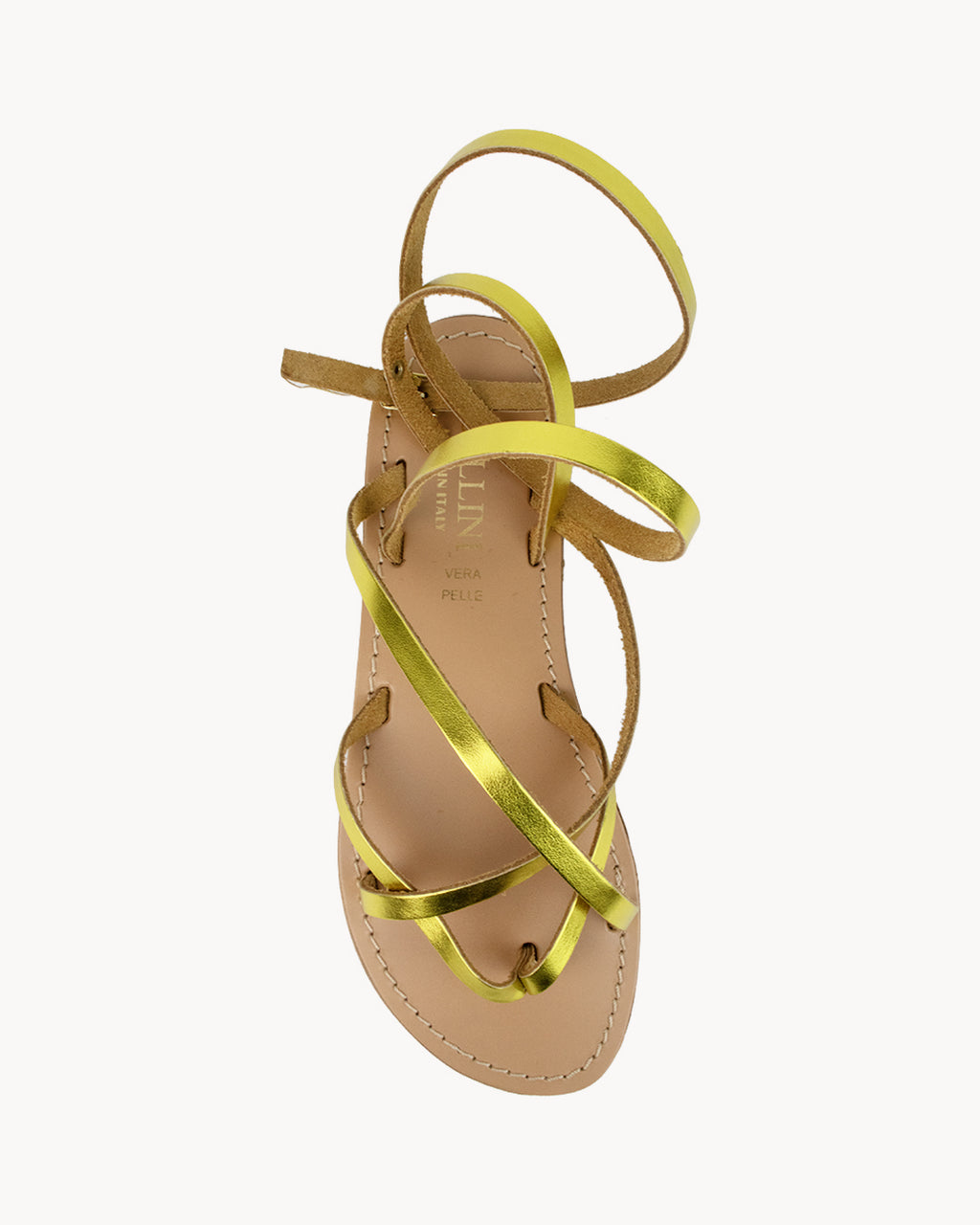 Sandalo Grecia in pelle metallizzata con cinturino