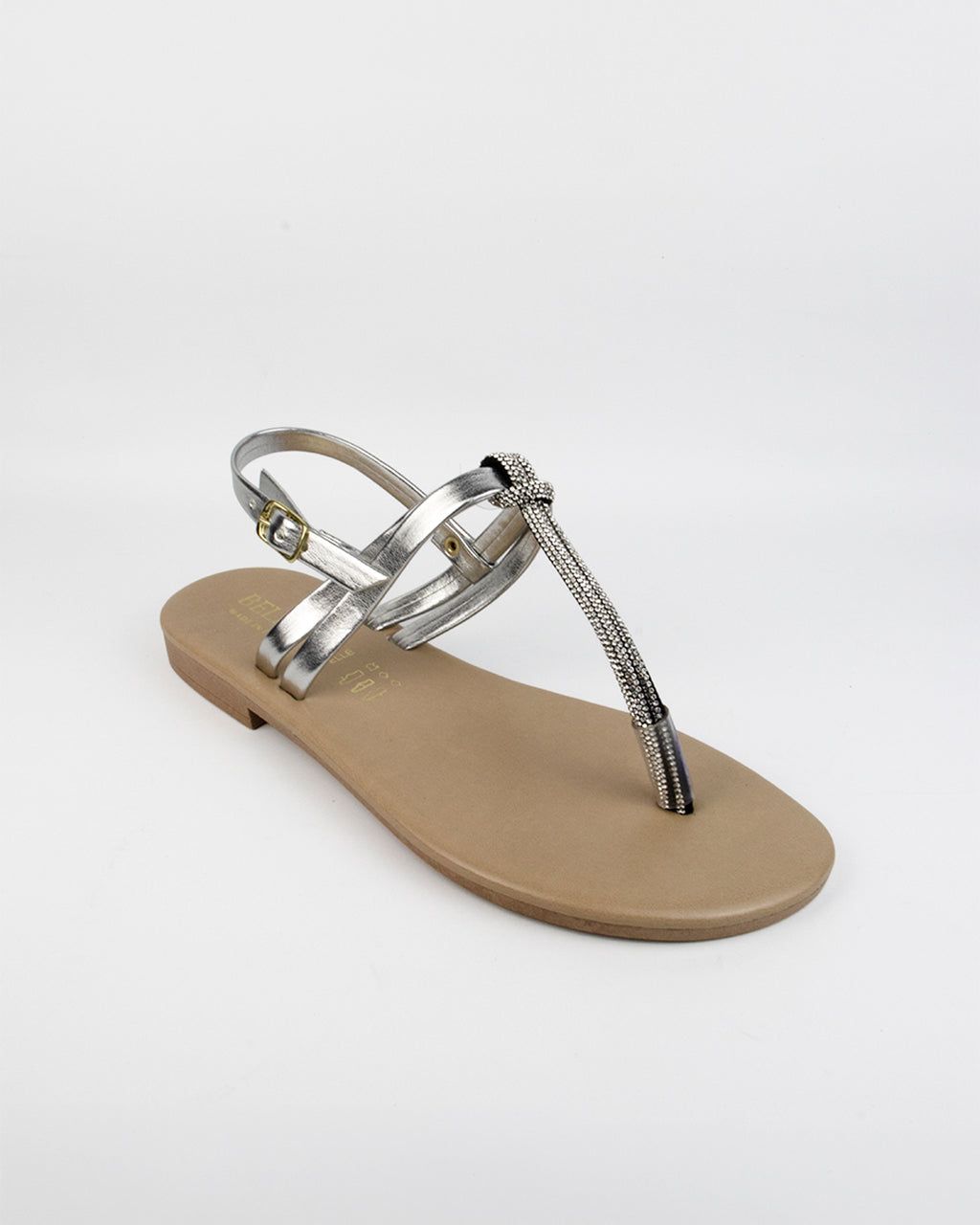 Sandalo Nodo in pelle con strass