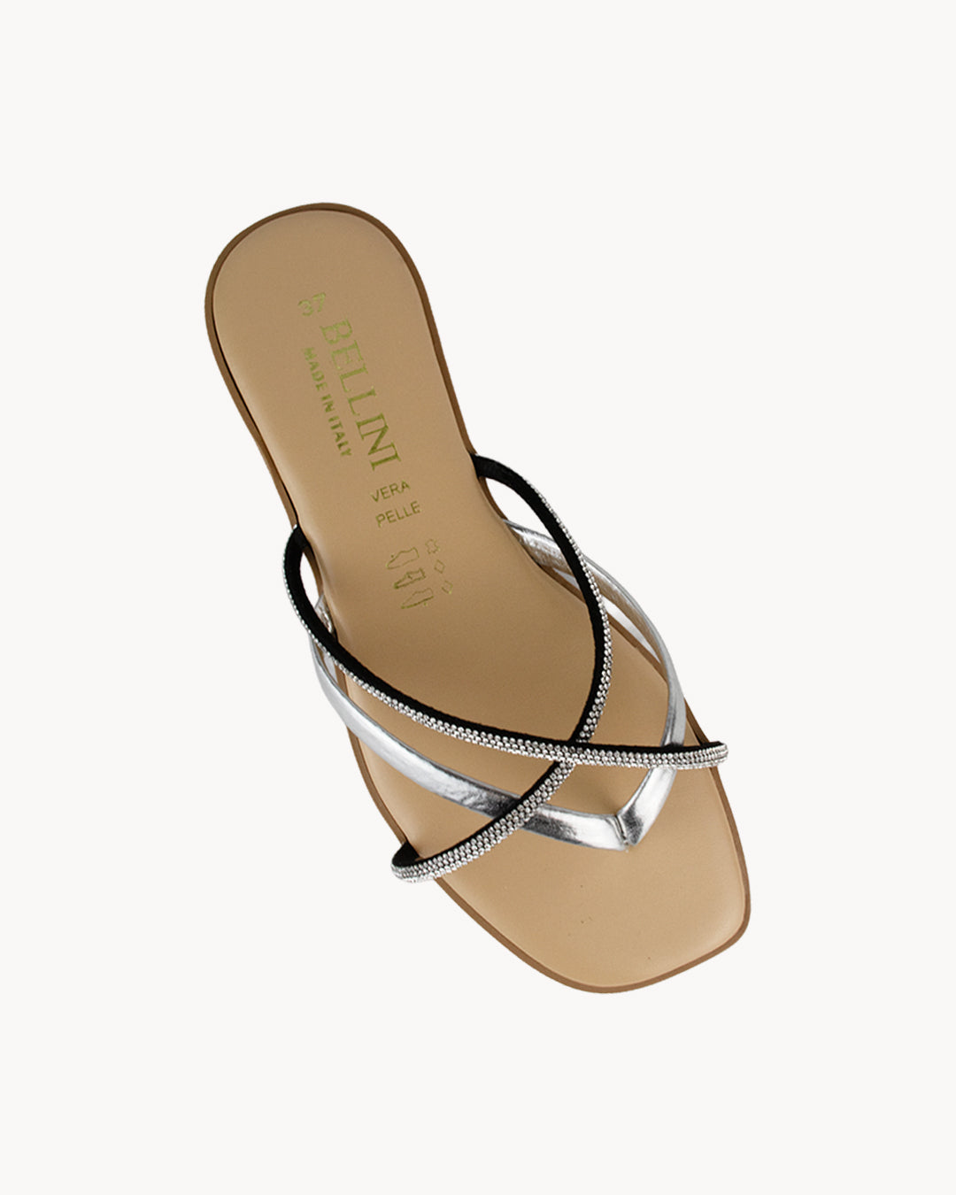 Sandalo Simona in pelle infradito con strass