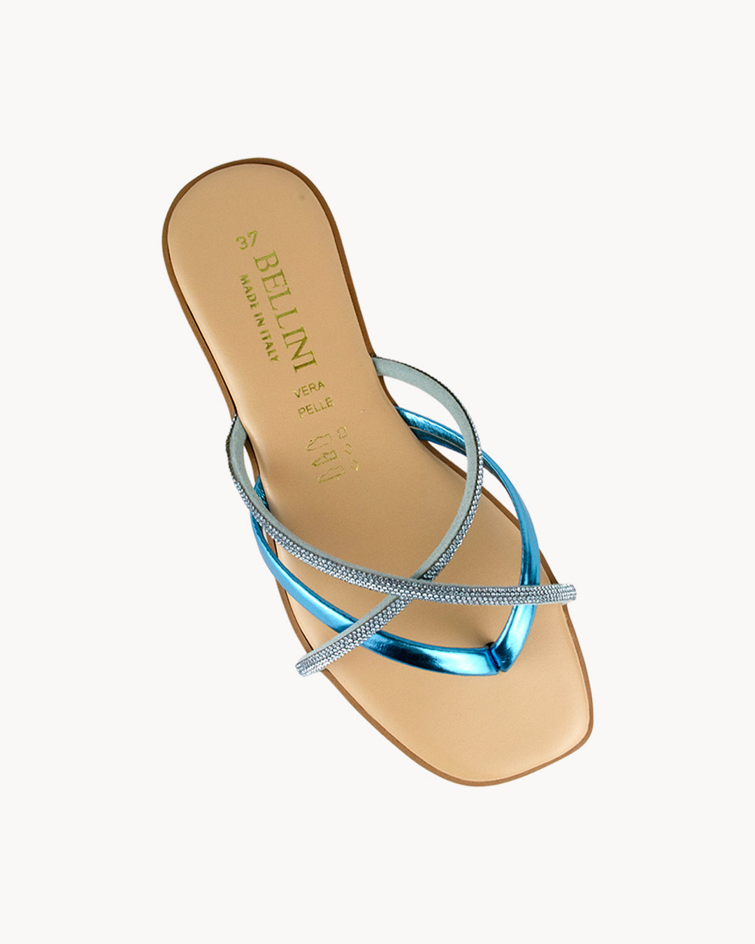 Sandalo Simona in pelle infradito con strass