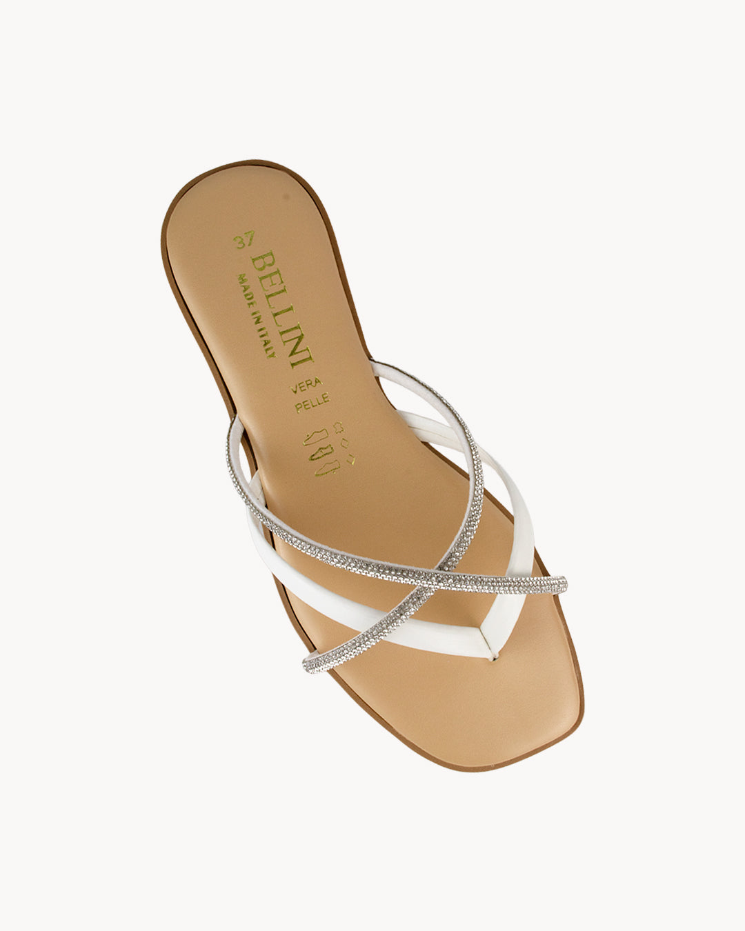 Sandalo Simona in pelle infradito con strass