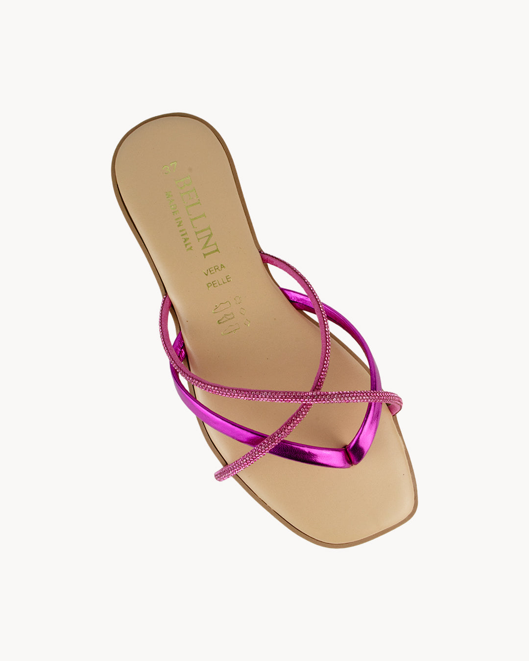 Sandalo Simona in pelle infradito con strass