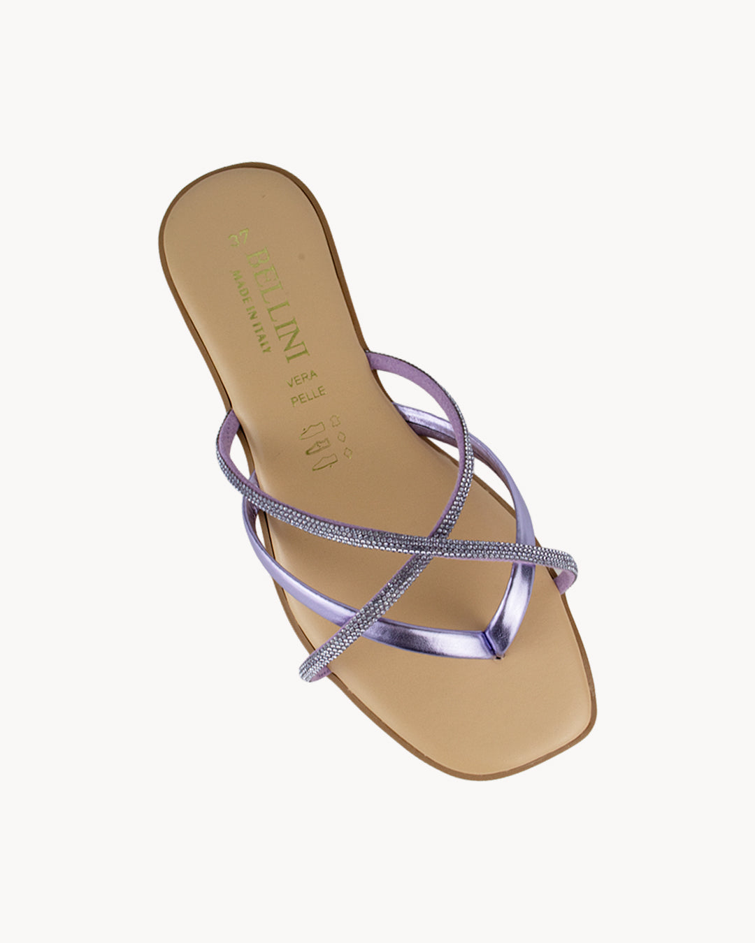 Sandalo Simona in pelle infradito con strass