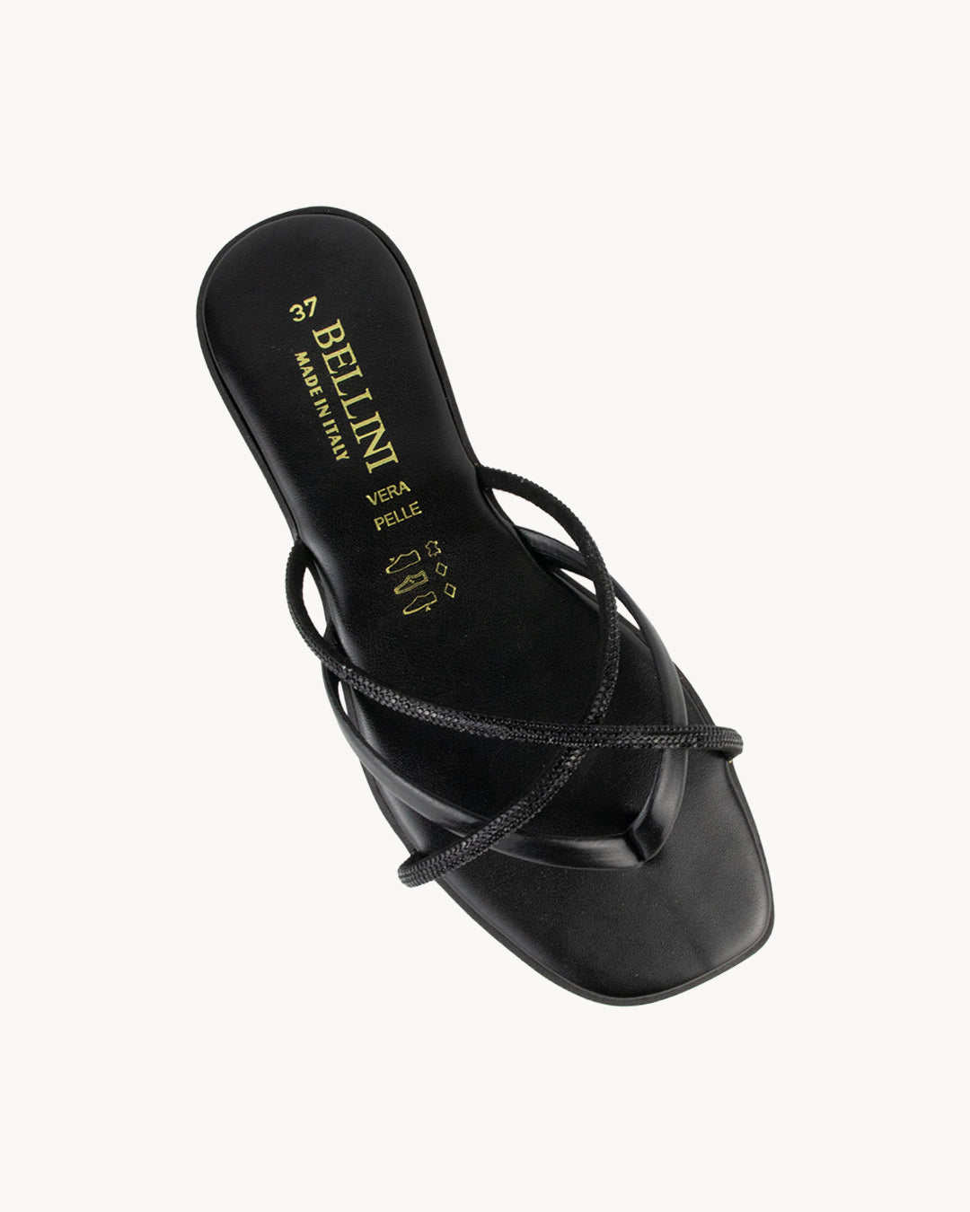 Sandalo Simona in pelle infradito con strass