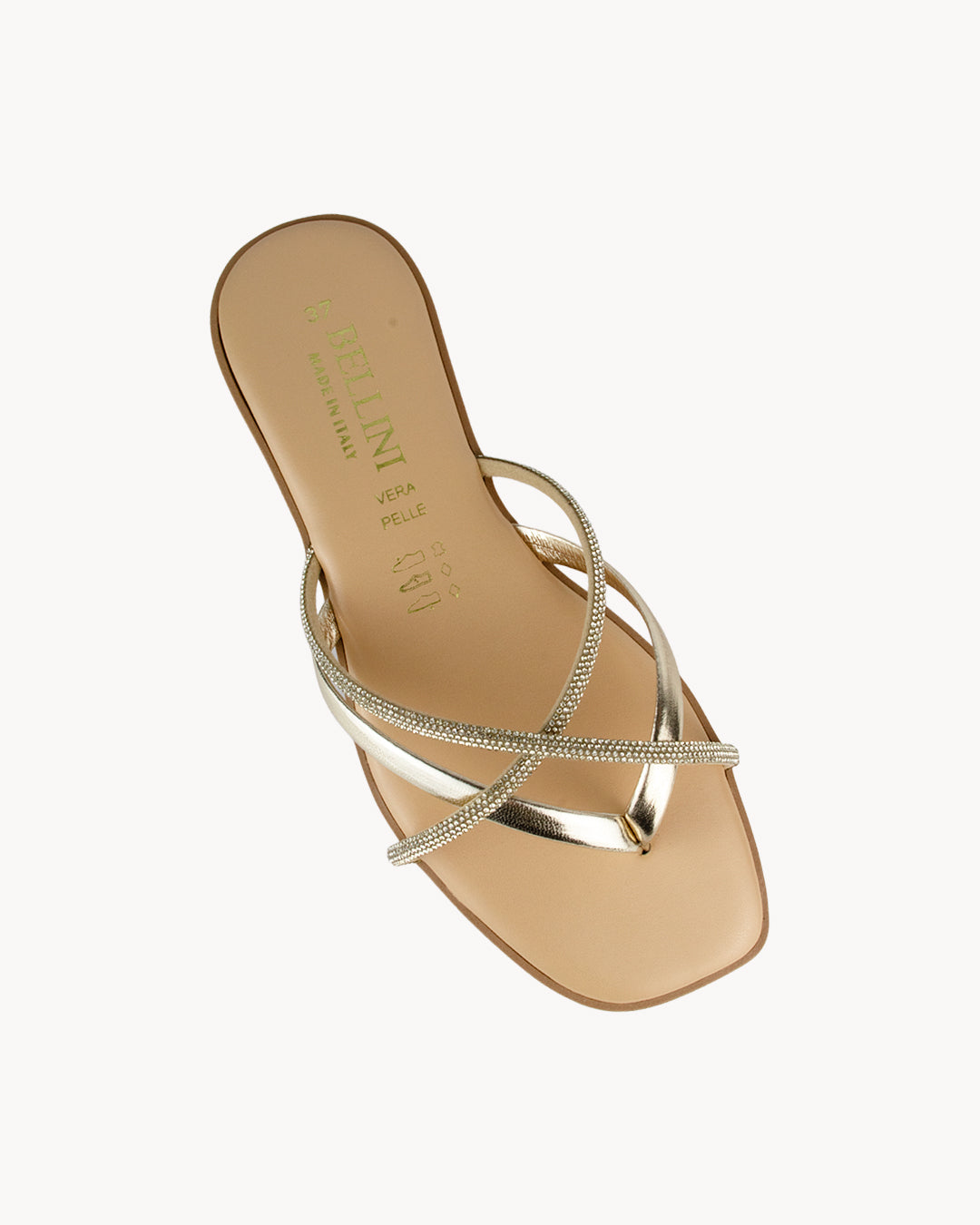 Sandalo Simona in pelle infradito con strass