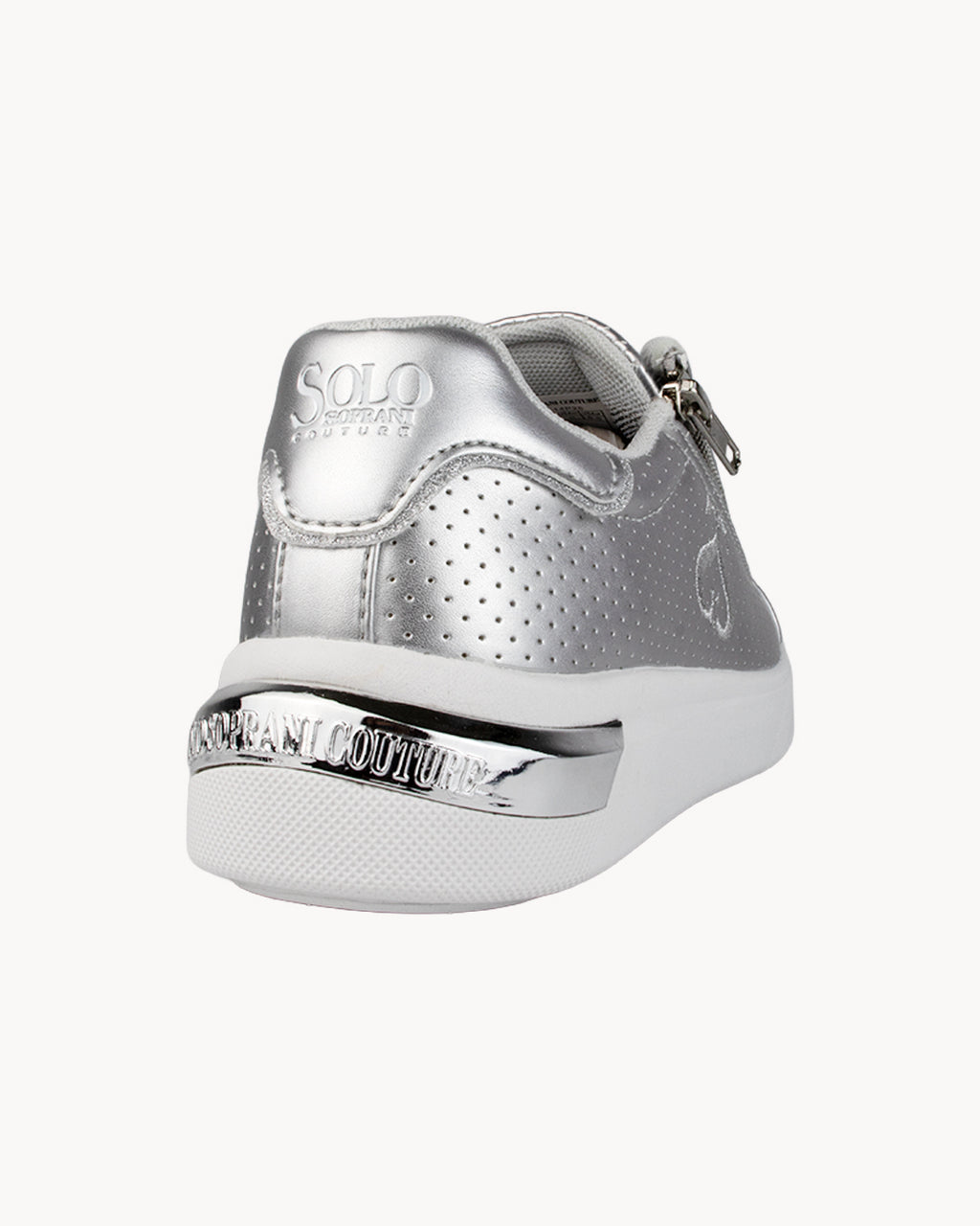 Sneakers Solo Soprani Couture argento traforata con zip laterale
