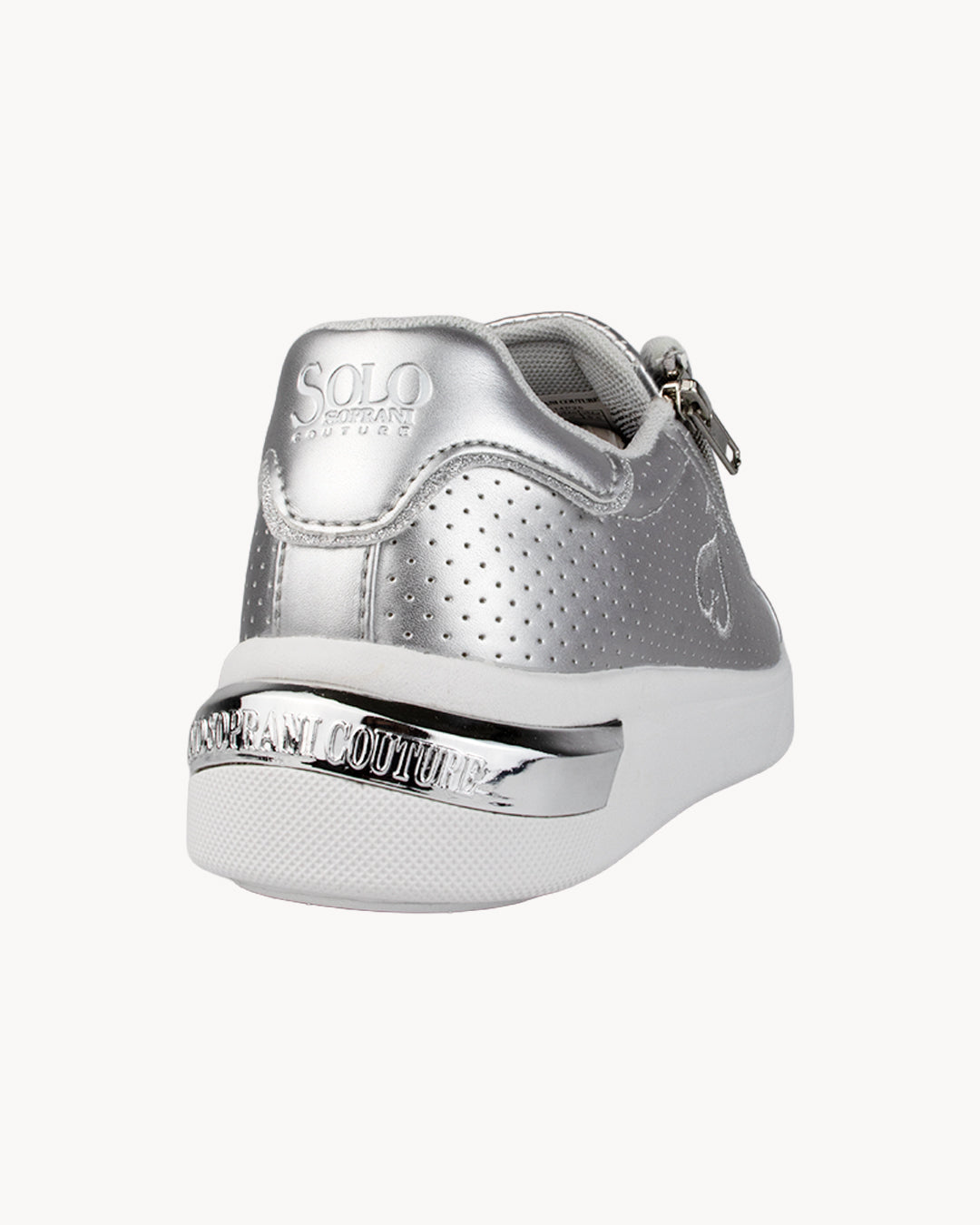 Sneakers Solo Soprani Couture argento traforata con zip laterale
