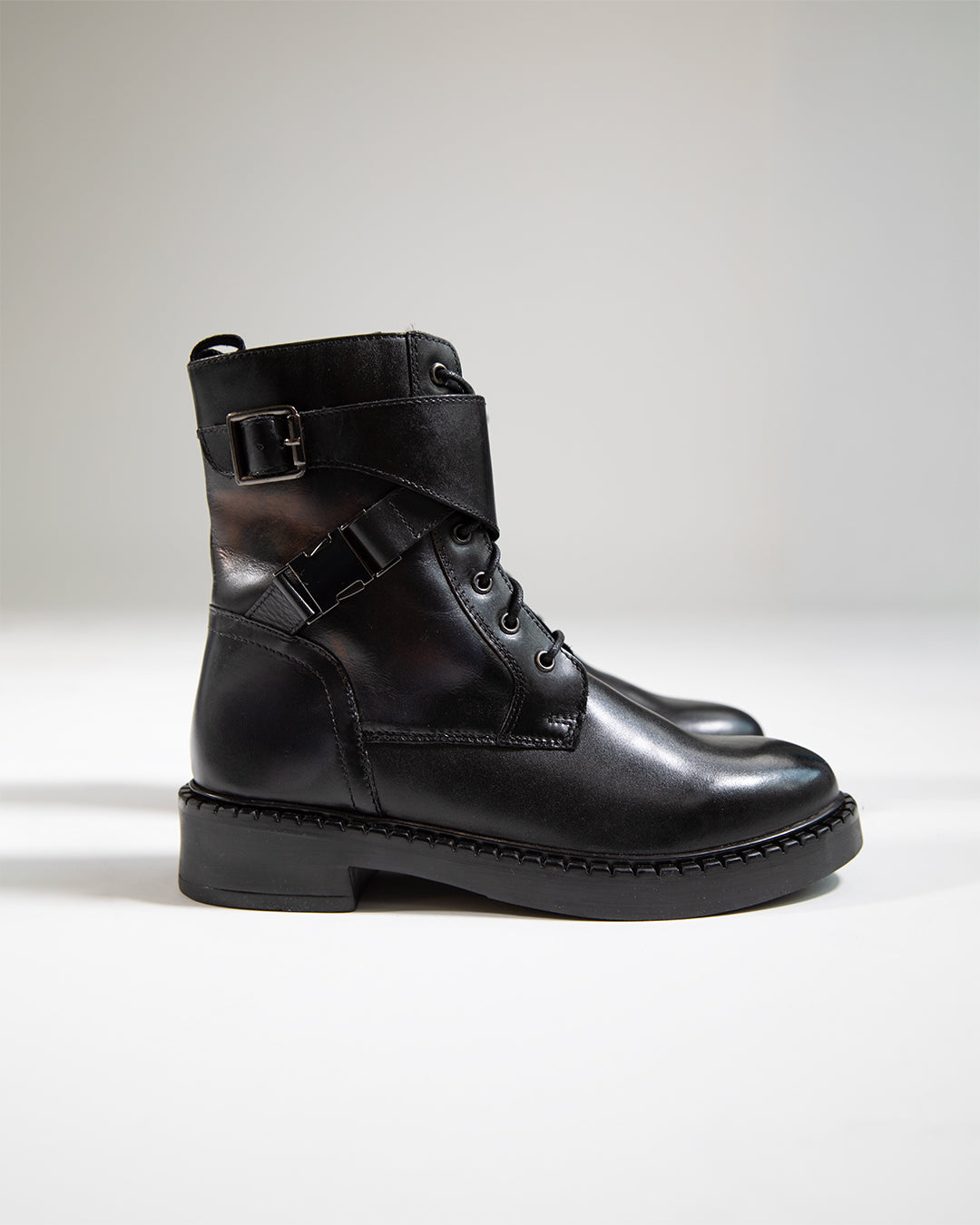 Stivali Shanghai donna Bellini in pelle nera, vista laterale